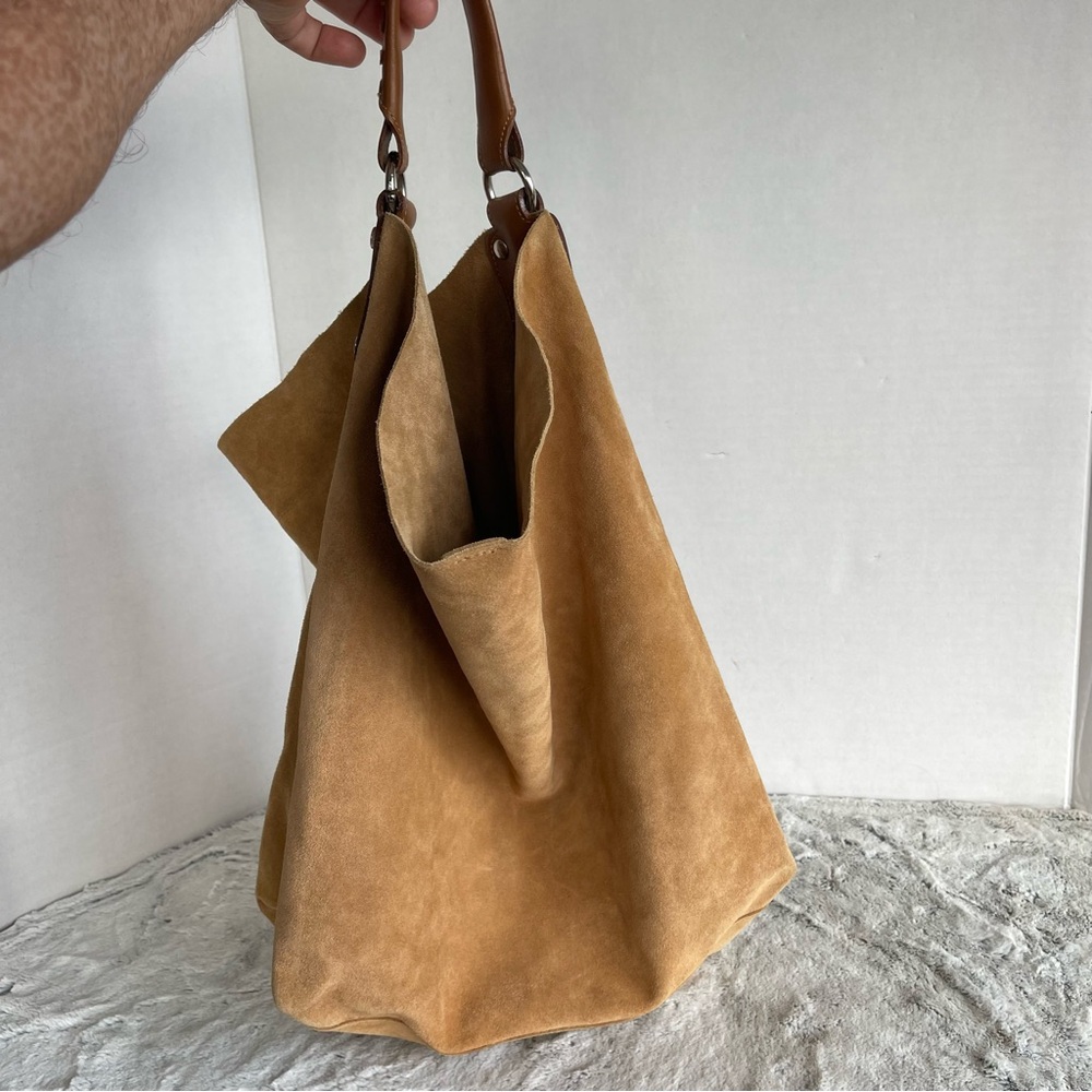 MAURIZIO TAIUTI Suede Leather Tan Color Hobo Bag - Picture 13 of 13